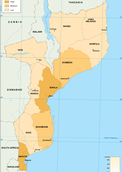 Mozambique mapa económico vectorial