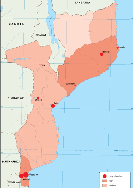 Mozambique mapa población digital