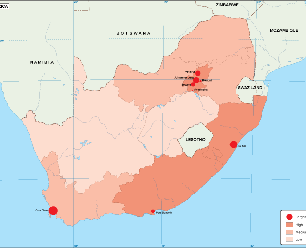 South Africa mapa población digital