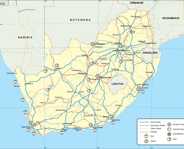 South Africa mapa transporte digital