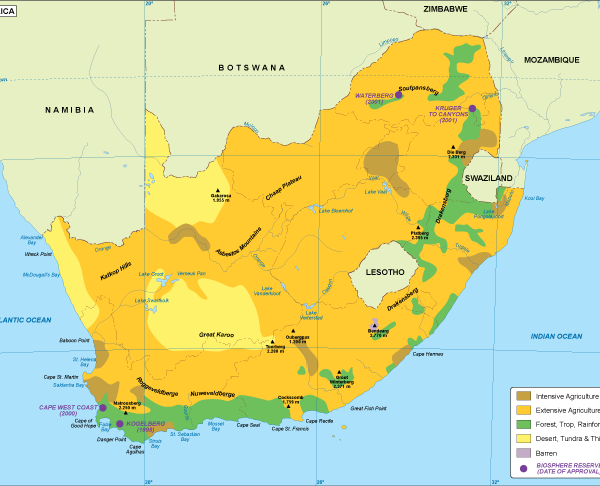 South Africa mapa vegetación digital