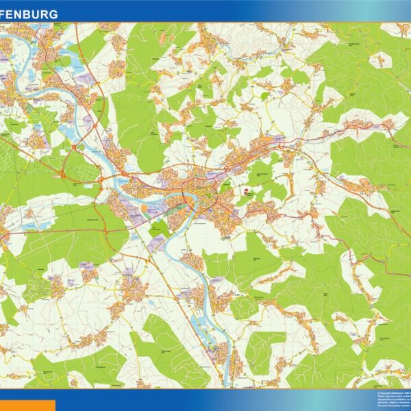 aschaffenburg karte illustrator mapa EPS