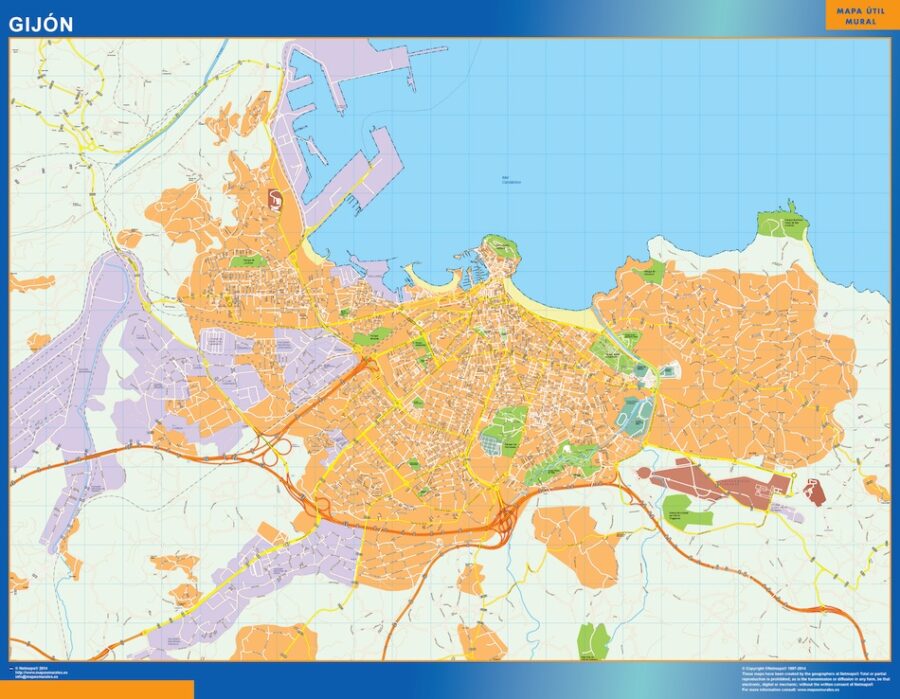 mapa vectorial gijon illustrator EPS