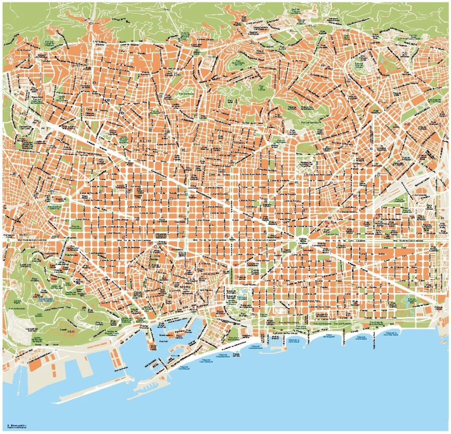 Vector mapa vectorial EPS Illustrator Barcelona