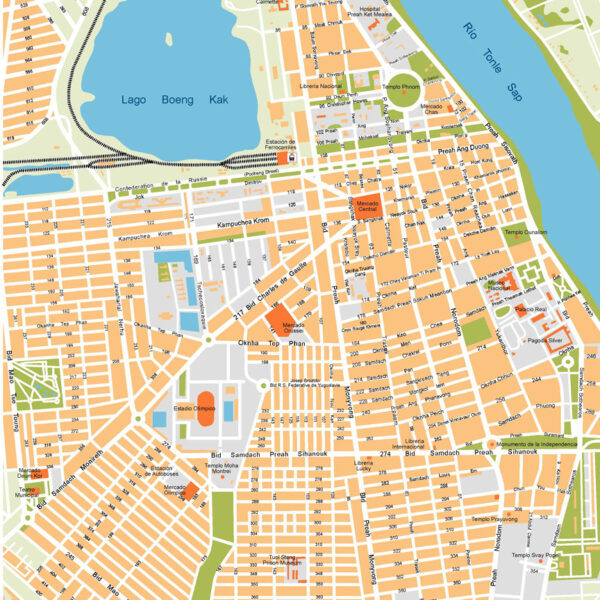 Phnom Penh Illustrator Mapa vectorial