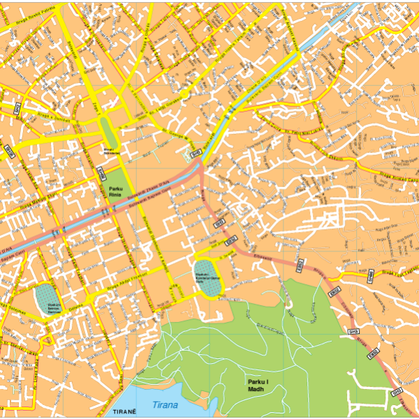 Tirana Vector EPS Mapa vectorial