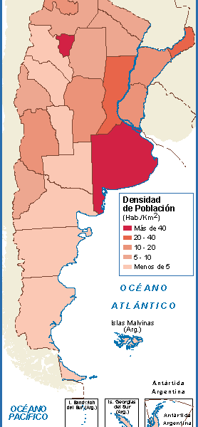 Argentina mapa poblacion
