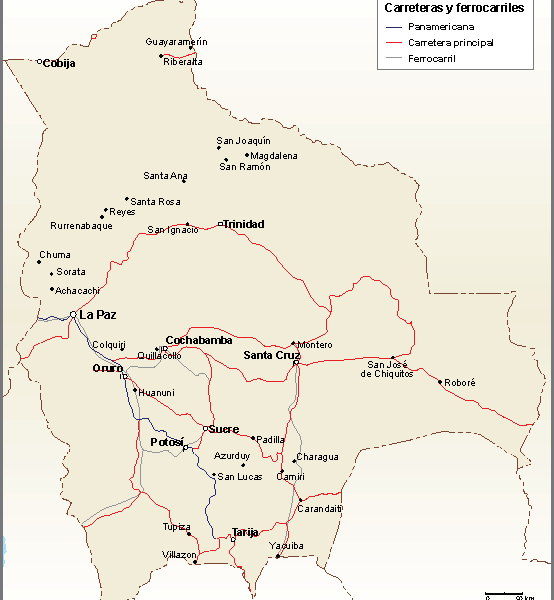 Bolivia mapa comunicaciones