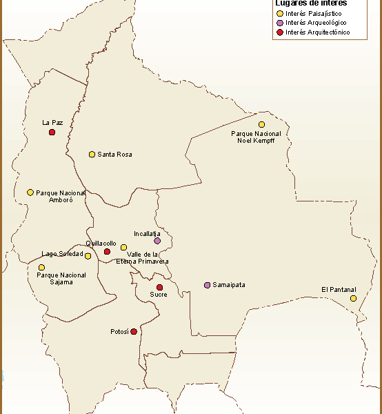 Bolivia mapa turismo