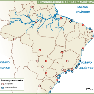 Brasil mapa aeropuertos puertos