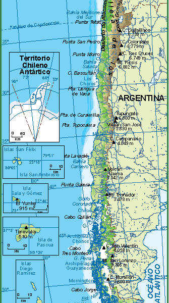 Chile mapa fisico