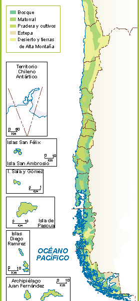 Chile mapa flora fauna