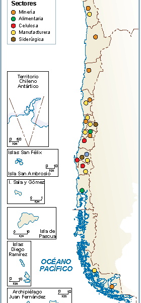 Chile mapa sector secundario