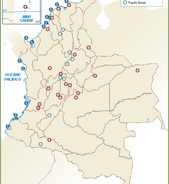 Colombia mapa aeropuertos puertos