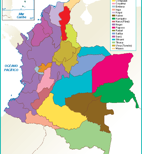 Colombia mapa grupos etnicos