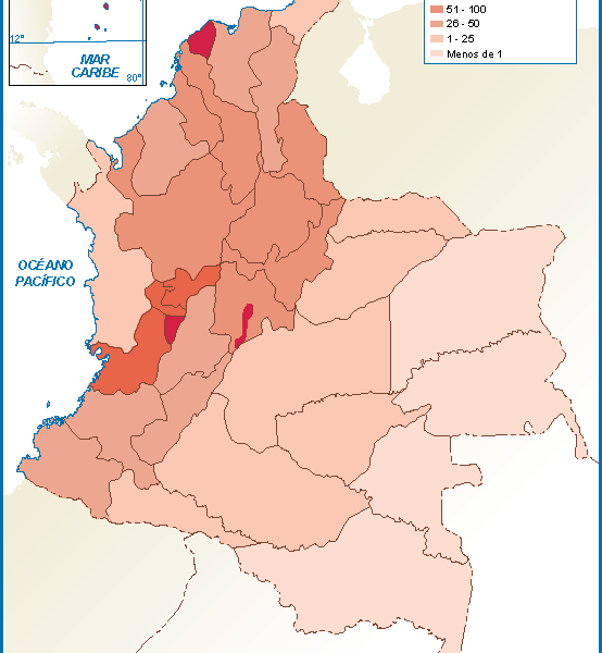 Colombia mapa poblacion
