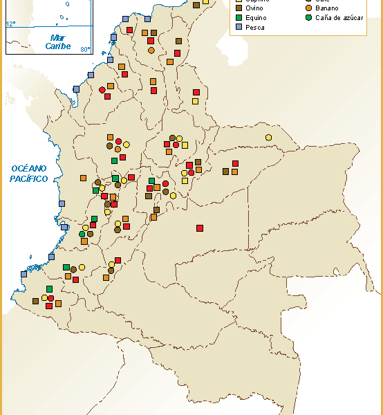 Colombia mapa sector primario