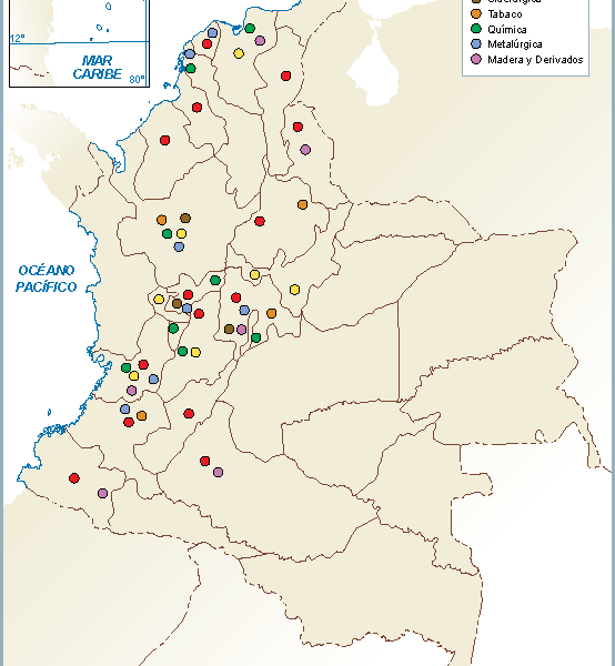 Colombia mapa sector secundario
