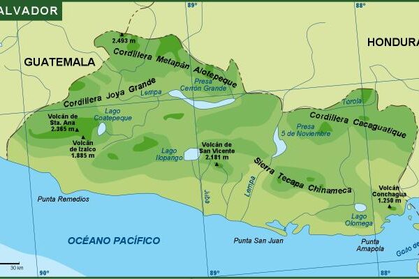 El Salvador mapa fisico