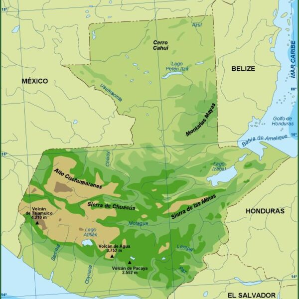 Guatemala mapa mapa fisico