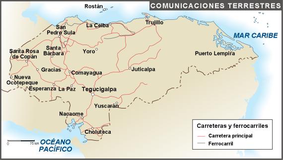 Honduras mapa carreteras