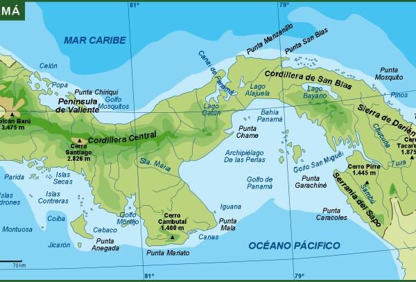 Panama mapa fisico
