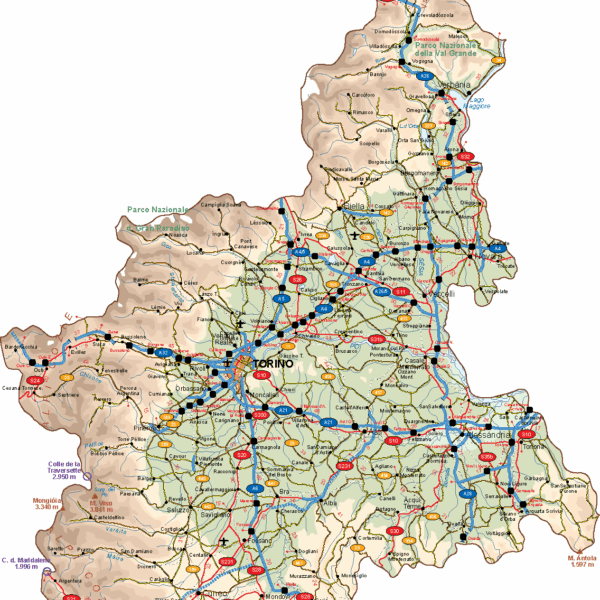 Piemonte Vector Map